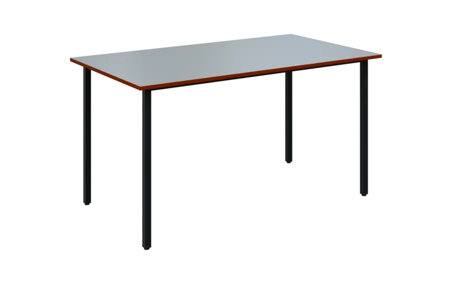 JSB 140N Jídelní stůl 1394 x 800 mm, deska šedá s hranou cihlově červená / podnož černá